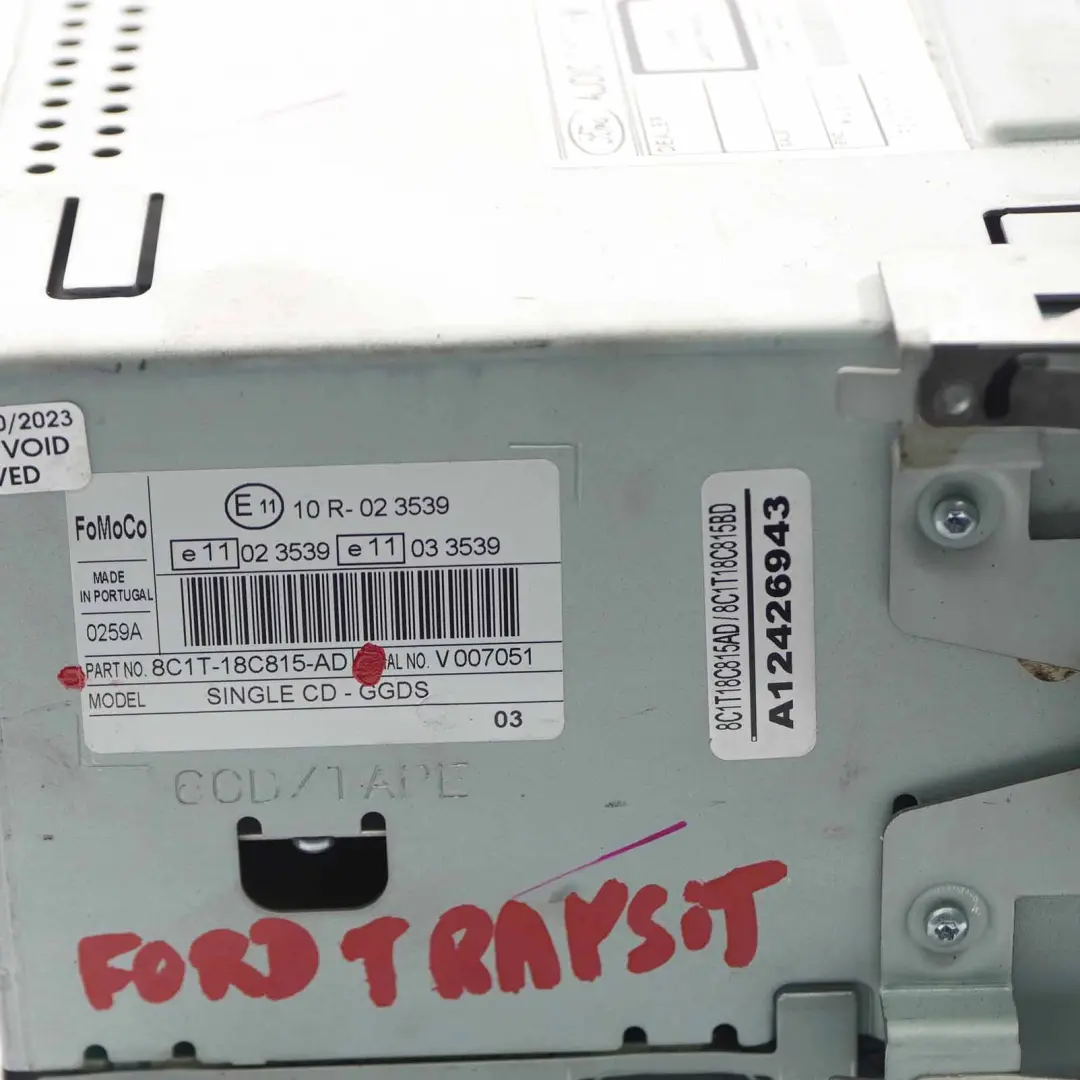 Player Radio Stereo Audio Head Unit to Ford Transit MK7 CD with Part number 8C1T18C815AD Ford Transit MK7 CD Player Radio Stereo Audio Head Unit - SKU 8C1T18C815AD - Part number 8C1T18C815AD