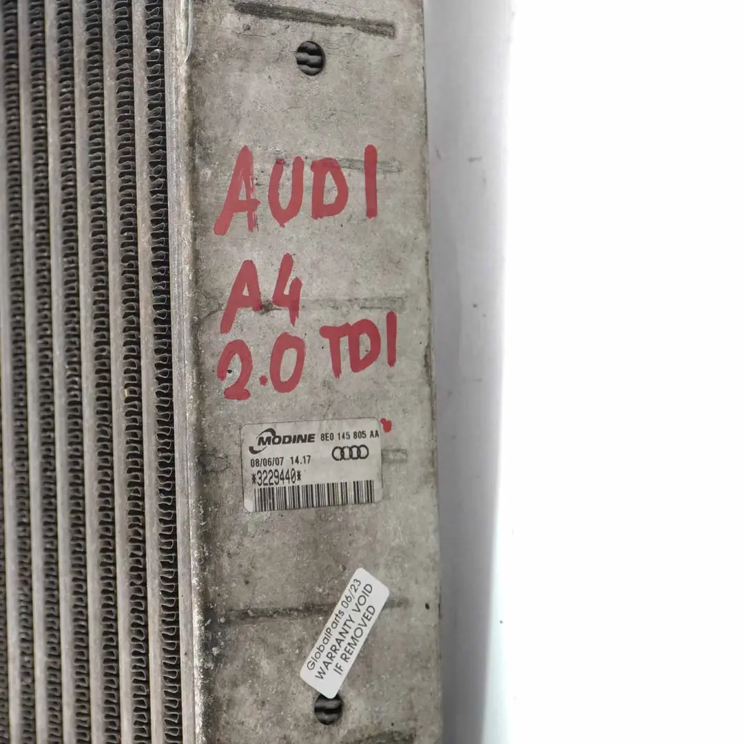 Audi A4 B7 2.0 TDI Diesel Intercooler Enfriador aire carga Radiador - SKU 8E0145805AA - Número de pieza 8E0145805AA
