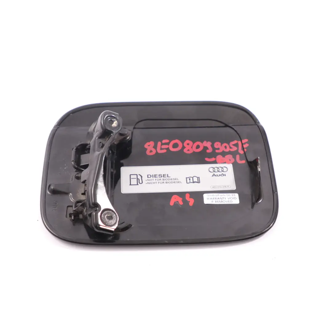 Audi A4 B7 Fuel Filler Flap Tank Cap Cover Brilliant Black - LY9B - SKU 8E0809905E-BBL - Part number 8E0809905E