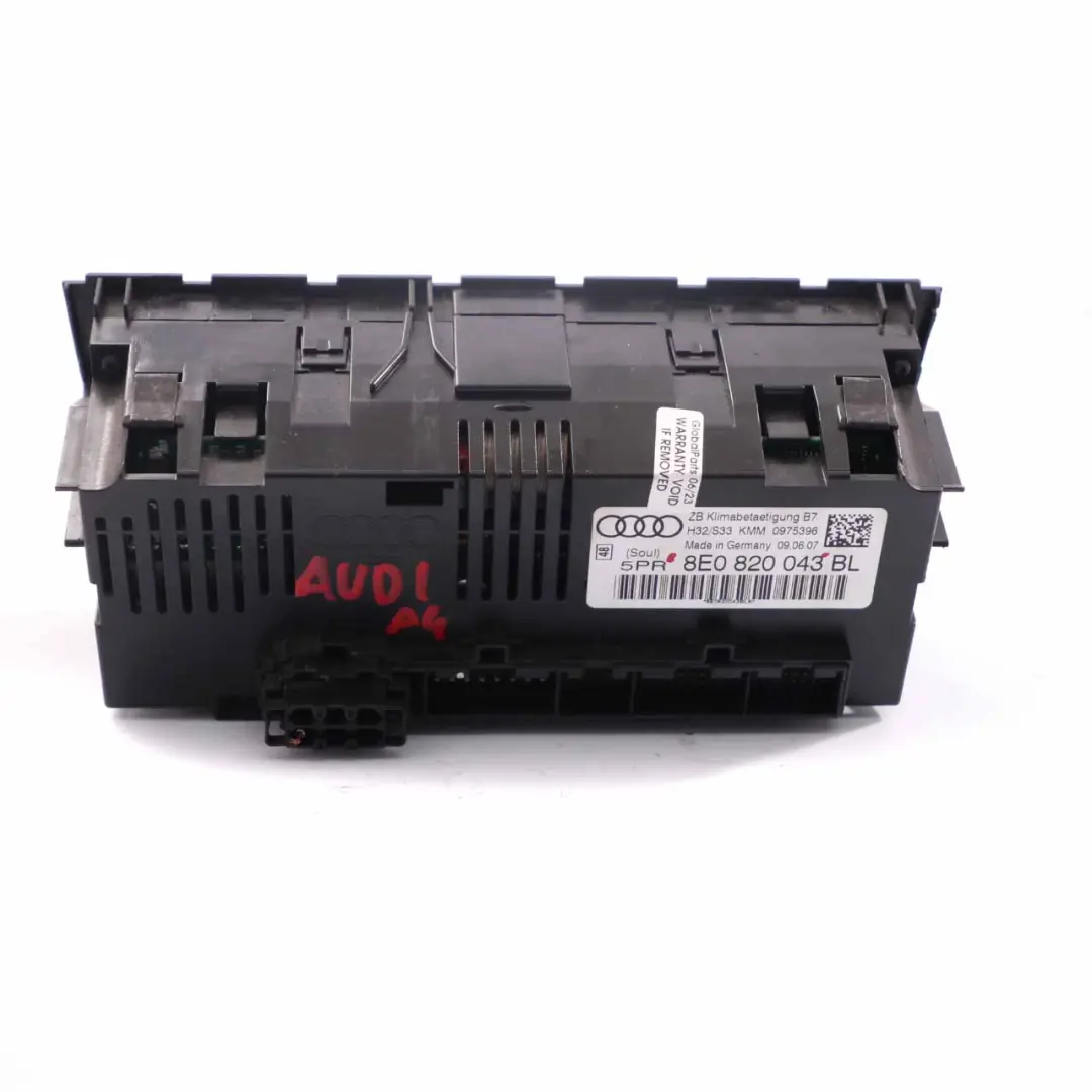 Audi A4 B7 Heater Climate Control A/C Air Conditioning Unit Panel - SKU 8E0820043 - Part number 8E0820043
