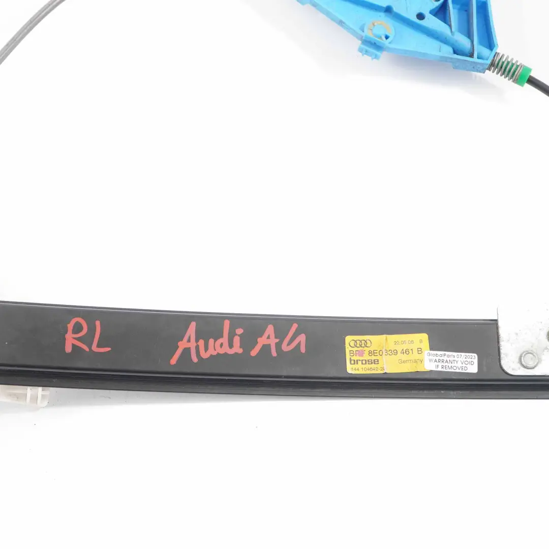 Audi A4 B7 Fenster Heber Hintere Tür Links N/S Regulator Mechanismus - SKU 8E0839461B - Teilenummer 8E0839461B