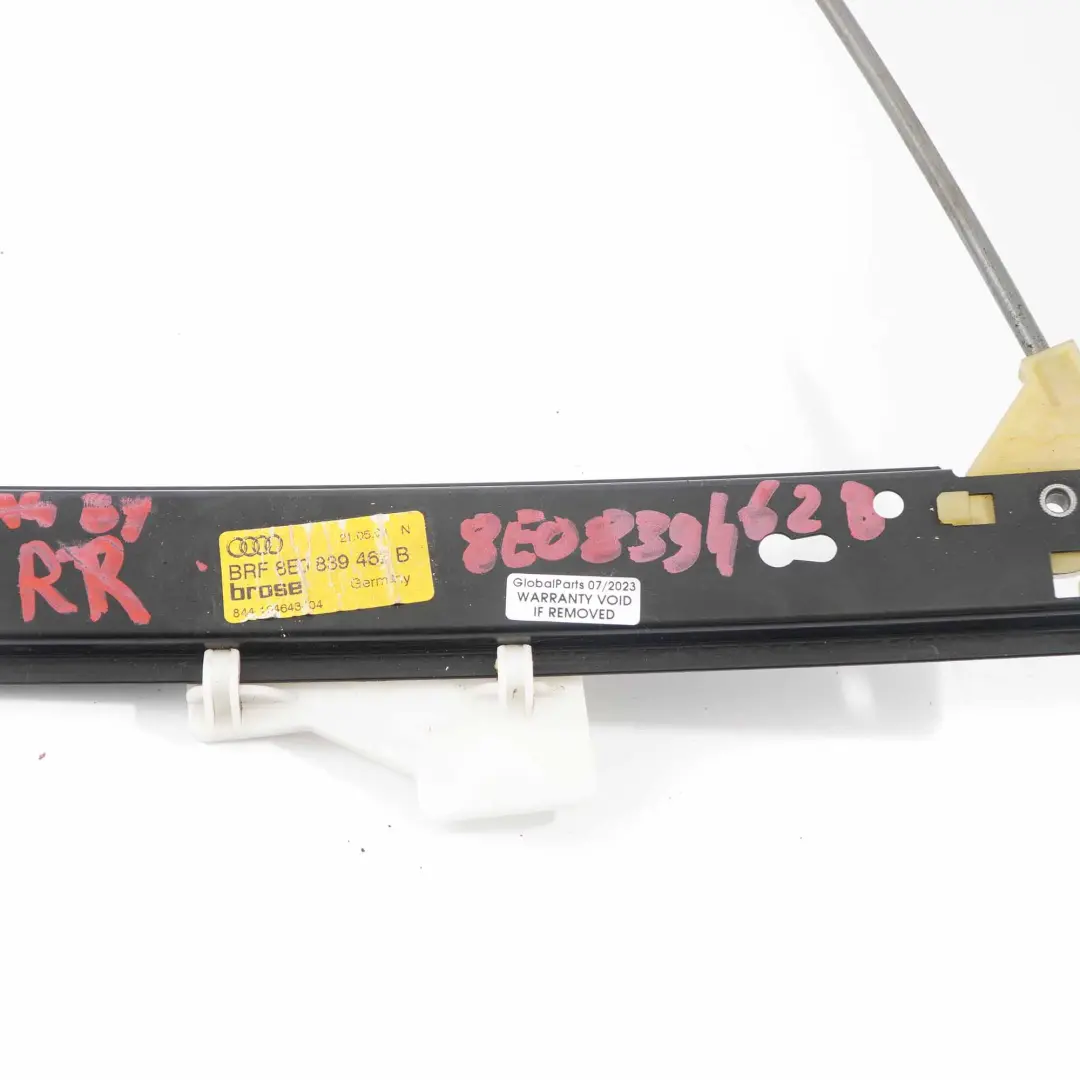 Audi A4 B7 Window Lifter Rear Door Right O/S Regulator Mechanism - SKU 8E0839462B - Part number 8E0839462B
