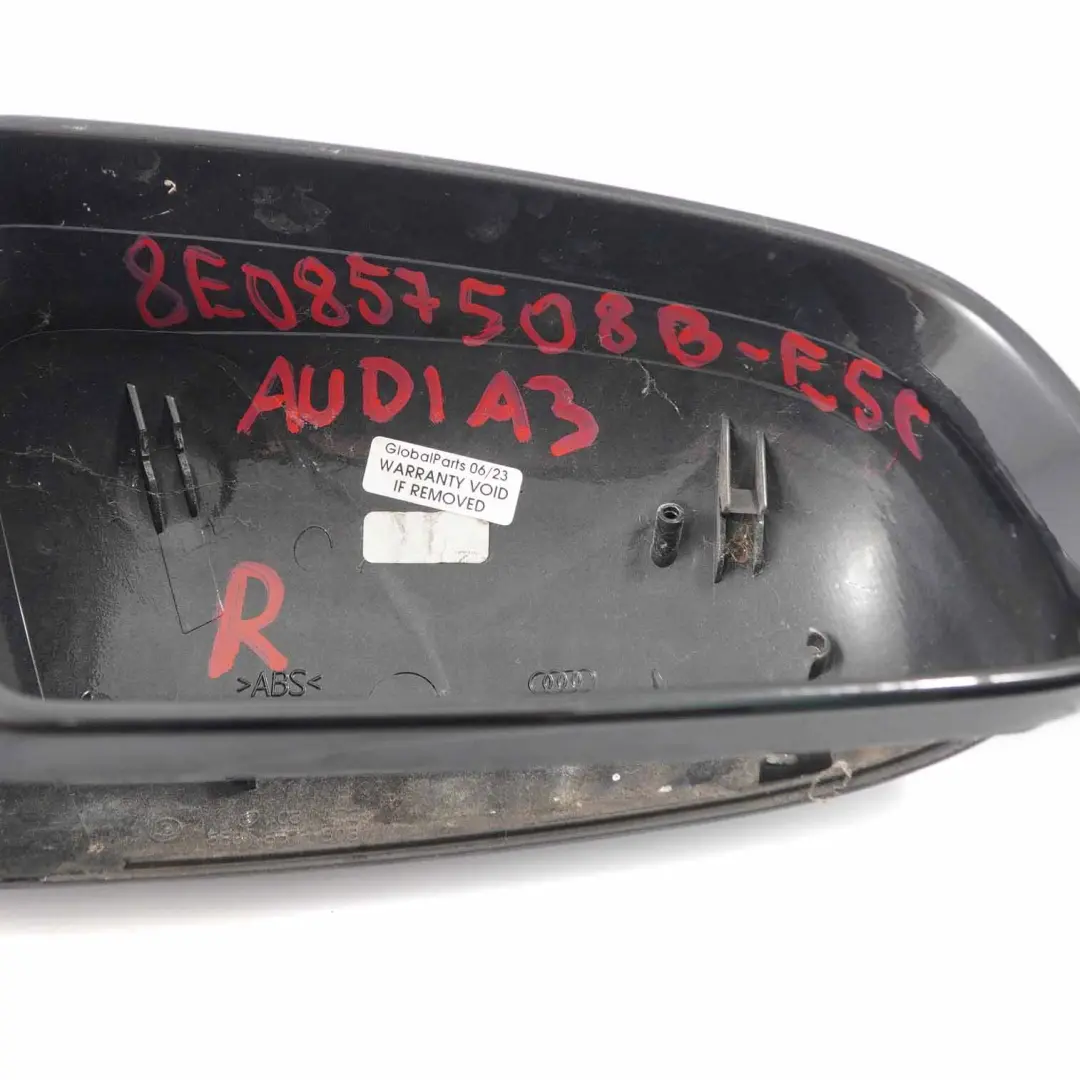  Copri specchietto retrovisore Audi A3 8P Rivestimento destro nero - SKU 8E08575088-ESC - Numero di parte 8E08575088