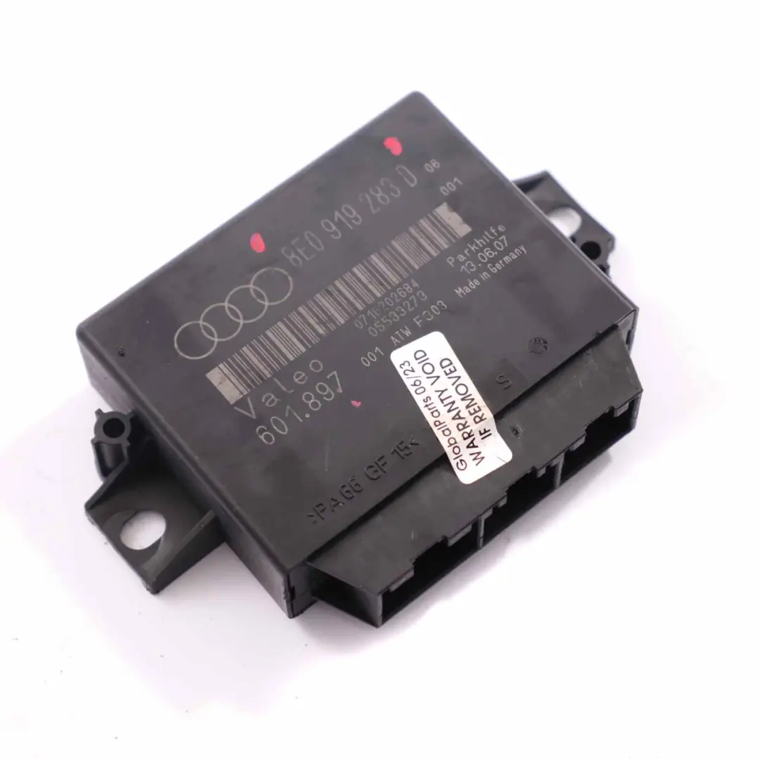 PDC Sensor Distancia Aparcamiento Módulo Control Trasero para Audi A4 B7 con número de pieza 8E0919283D Audi A4 B7 PDC Sensor Distancia Aparcamiento Módulo Control Trasero - SKU 8E0919283D - Número de pieza 8E0919283D