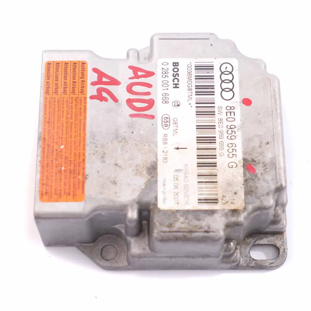  Module Airbag Audi A4 B6 B7 Unité contrôle Capteur collision Airbag - SKU 8E0959655G - Numéro de pièce 8E0959655G