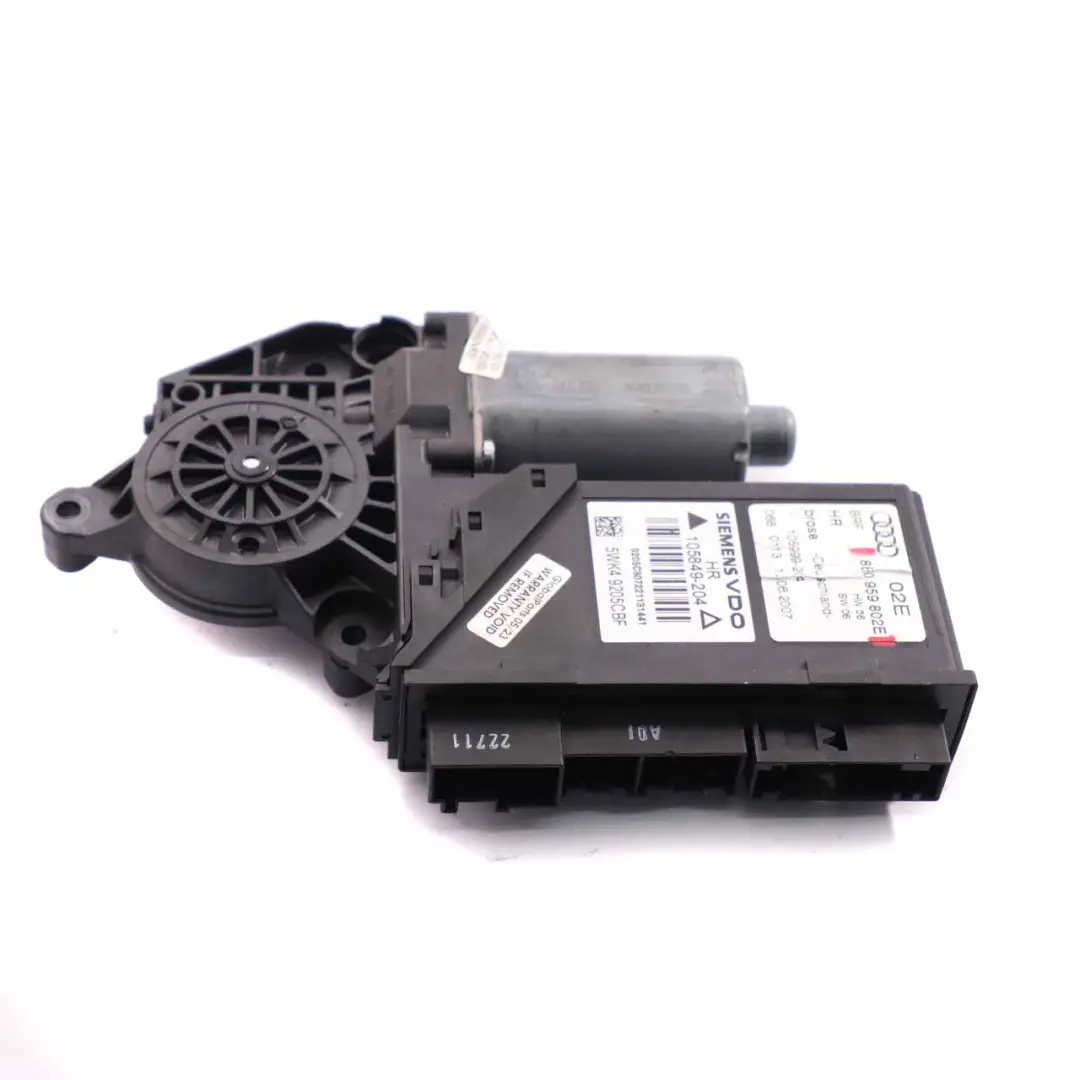 Elevalunas Motor Puerta Trasera Derecha Regulador para Audi A4 B7 con número de pieza 8E0959802E Audi A4 B7 Elevalunas Motor Puerta Trasera Derecha Regulador - SKU 8E0959802E - Número de pieza 8E0959802E