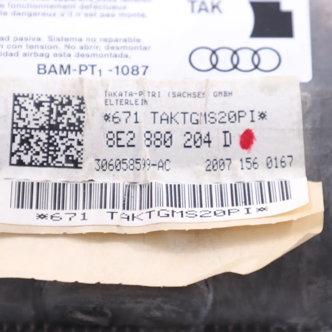 Airbag Lado Pasajero Delantero Salpicadero Air Bag para Audi A4 B7 con número de pieza 8E2880204D Audi A4 B7 Airbag Lado Pasajero Delantero Salpicadero Air Bag - SKU 8E2880204D - Número de pieza 8E2880204D