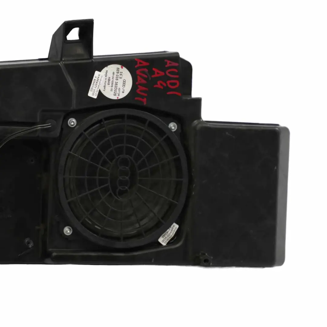 Audi A4 B7 Avant Caisson basse Central Bass Boîtier haut-parleur - SKU 8E9035382D02S - Numéro de pièce 8E9035382D02S