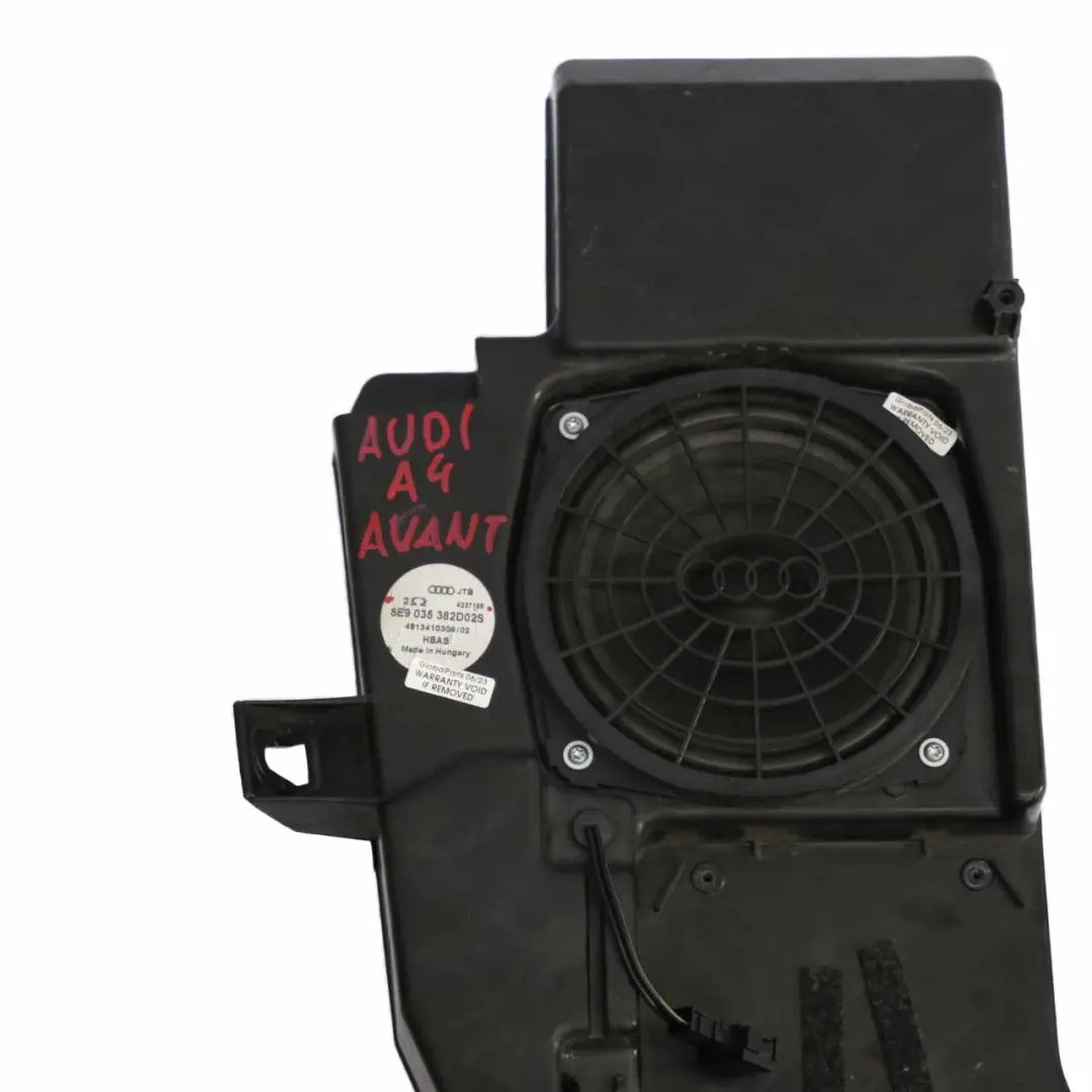 Audi A4 B7 Avant Caisson basse Central Bass Boîtier haut-parleur - SKU 8E9035382D02S - Numéro de pièce 8E9035382D02S