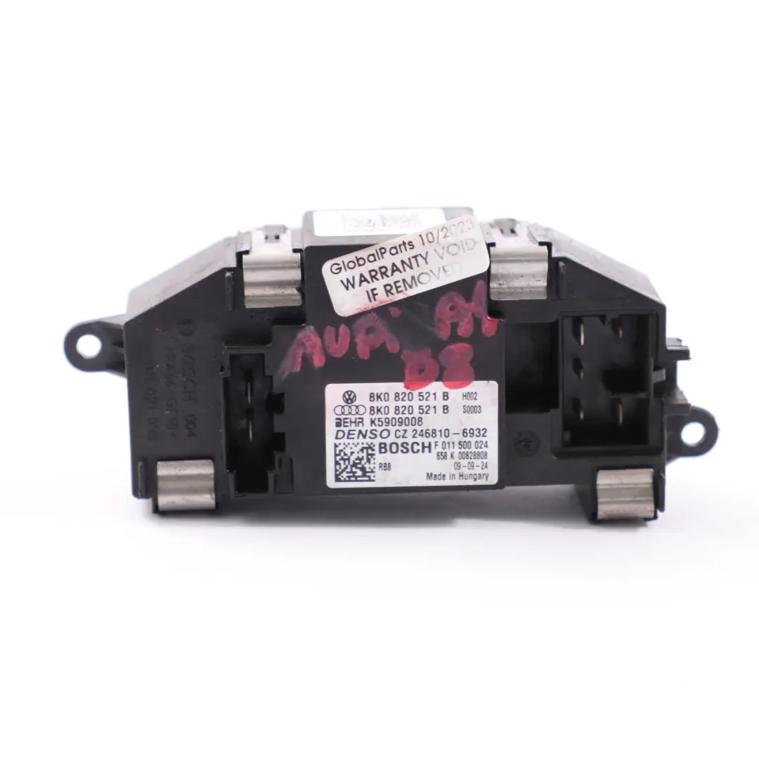 Audi A4 B8 VW Gebläsemotor Heizlüfter Widerstand Regler - SKU 8K0820521B - Teilenummer 8K0820521B