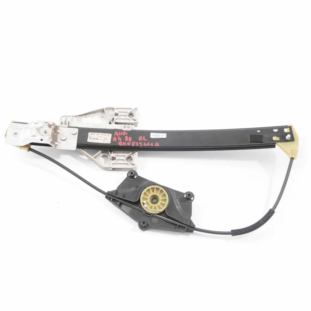 Fensterheber hintere Tür links Regulator Mechanismus für Audi A4 B8 mit Teilenummer 8K0839461A Audi A4 B8 Fensterheber hintere Tür links Regulator Mechanismus - SKU 8K0839461A - Teilenummer 8K0839461A