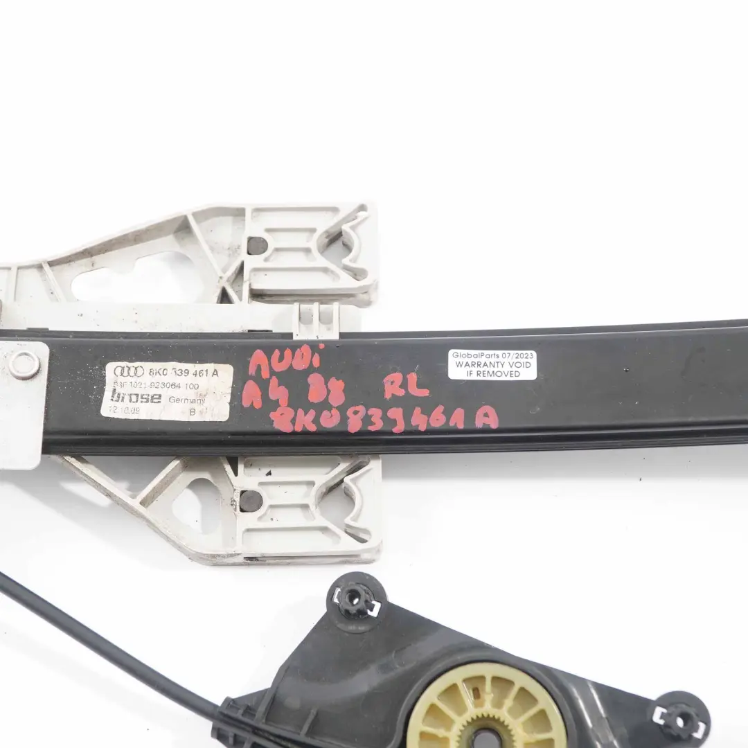 Audi A4 B8 Lève-Vitre Porte Arrière Gauche Mécanisme Régulateur - SKU 8K0839461A - Numéro de pièce 8K0839461A
