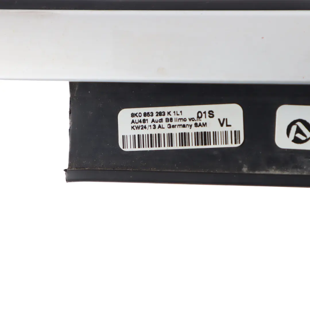Window Strip Door Front Left N/S Weatherstrip Chrome to Audi RS4 B8 with Part number 8K0853283K Audi RS4 B8 Window Strip Door Front Left N/S Weatherstrip Chrome - SKU 8K0853283K - Part number 8K0853283K