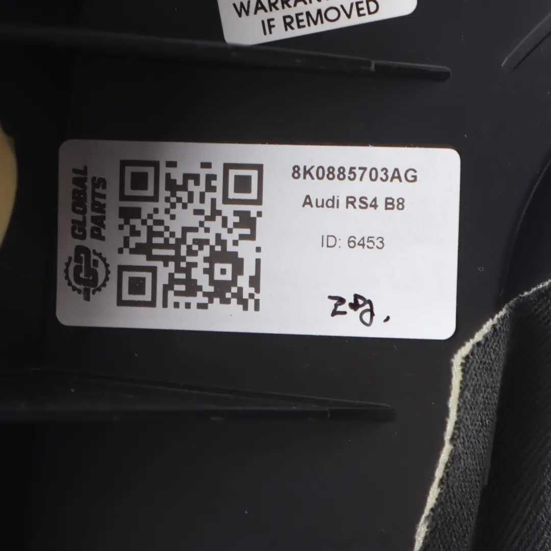Audi A4 B8 Avant Lateral Seat Panel Rear Left N/S SBlack Imitation Leather - SKU 8K0885703AG - Part number 8K0885703AG