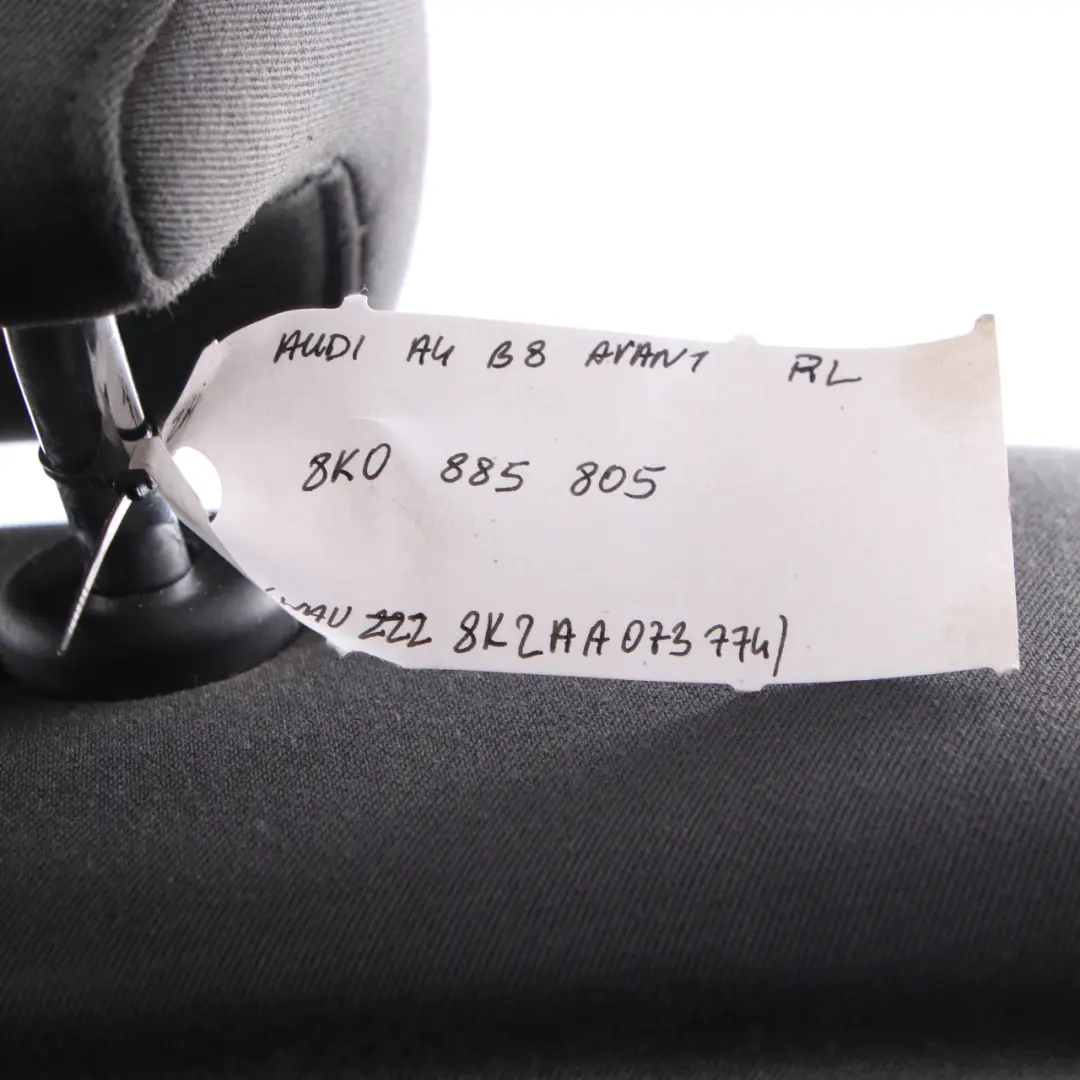 Backrest Audi A4 B8 Avant Left N/S Seat Back Cover Cloth Fabric Black to Rear Seat with Part number 8K0885805 Rear Seat Backrest Audi A4 B8 Avant Left N/S Seat Back Cover Cloth Fabric Black - SKU 8K0885805 - Part number 8K0885805