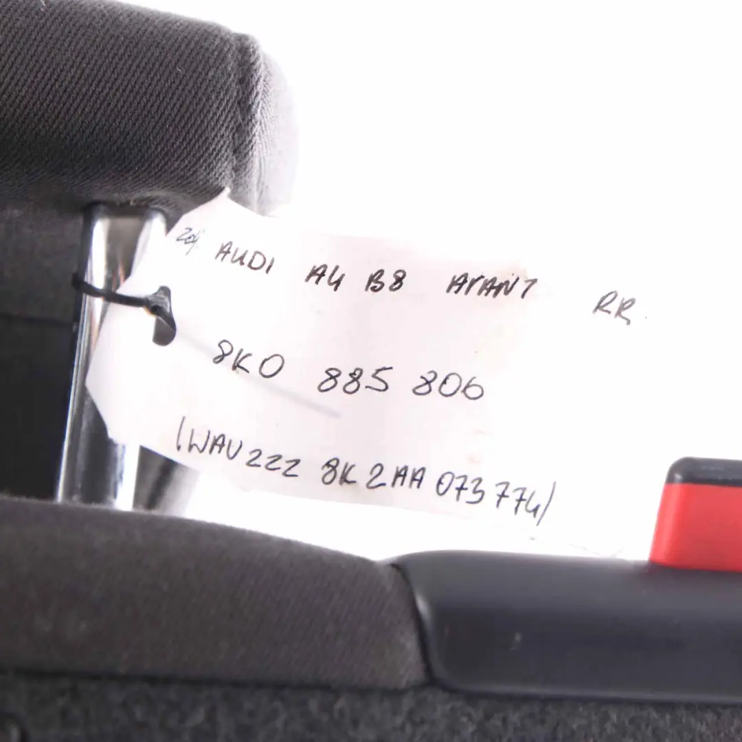 Backrest Audi A4 B8 Avant Right O/S Seat Back Cover Cloth Fabric Black to Rear Seat with Part number 8K0885806 Rear Seat Backrest Audi A4 B8 Avant Right O/S Seat Back Cover Cloth Fabric Black - SKU 8K0885806 - Part number 8K0885806