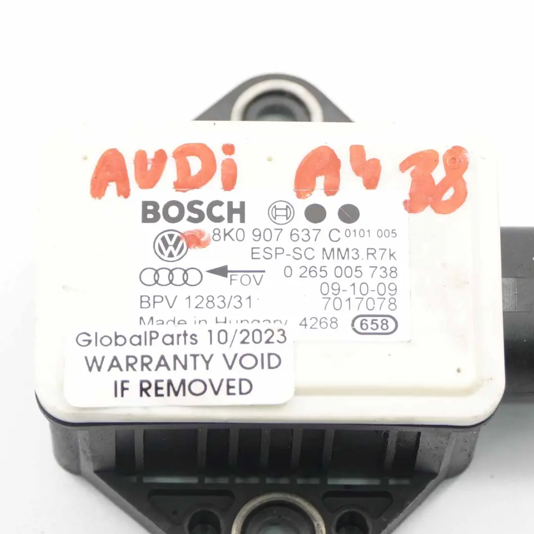 Yaw Sensor Audi A4 B8 A5 8T ESP Rotation Rate Unit Module  - SKU 8K0907637C - Part number 8K0907637C