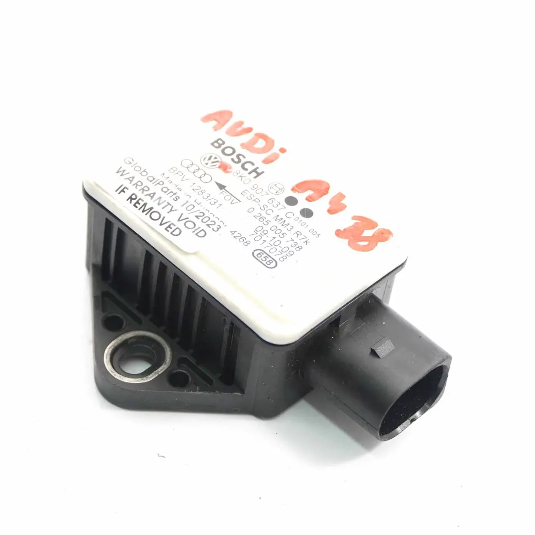 Sensor de guiñada Audi A4 B8 A5 8T ESP Rotation Rate Unit Module para con número de pieza 8K0907637C Sensor de guiñada Audi A4 B8 A5 8T ESP Rotation Rate Unit Module - SKU 8K0907637C - Número de pieza 8K0907637C
