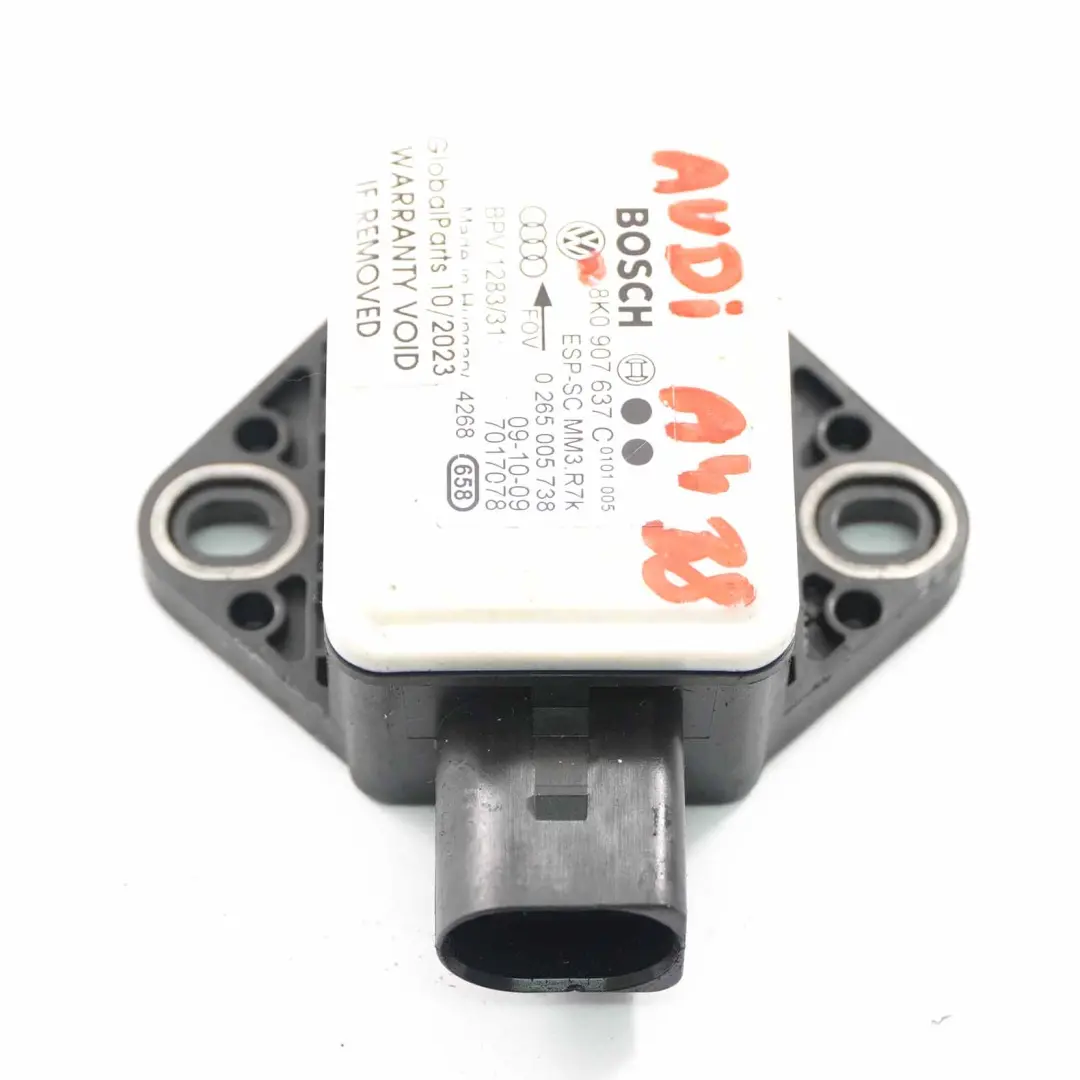 Sensor de guiñada Audi A4 B8 A5 8T ESP Rotation Rate Unit Module para con número de pieza 8K0907637C Sensor de guiñada Audi A4 B8 A5 8T ESP Rotation Rate Unit Module - SKU 8K0907637C - Número de pieza 8K0907637C