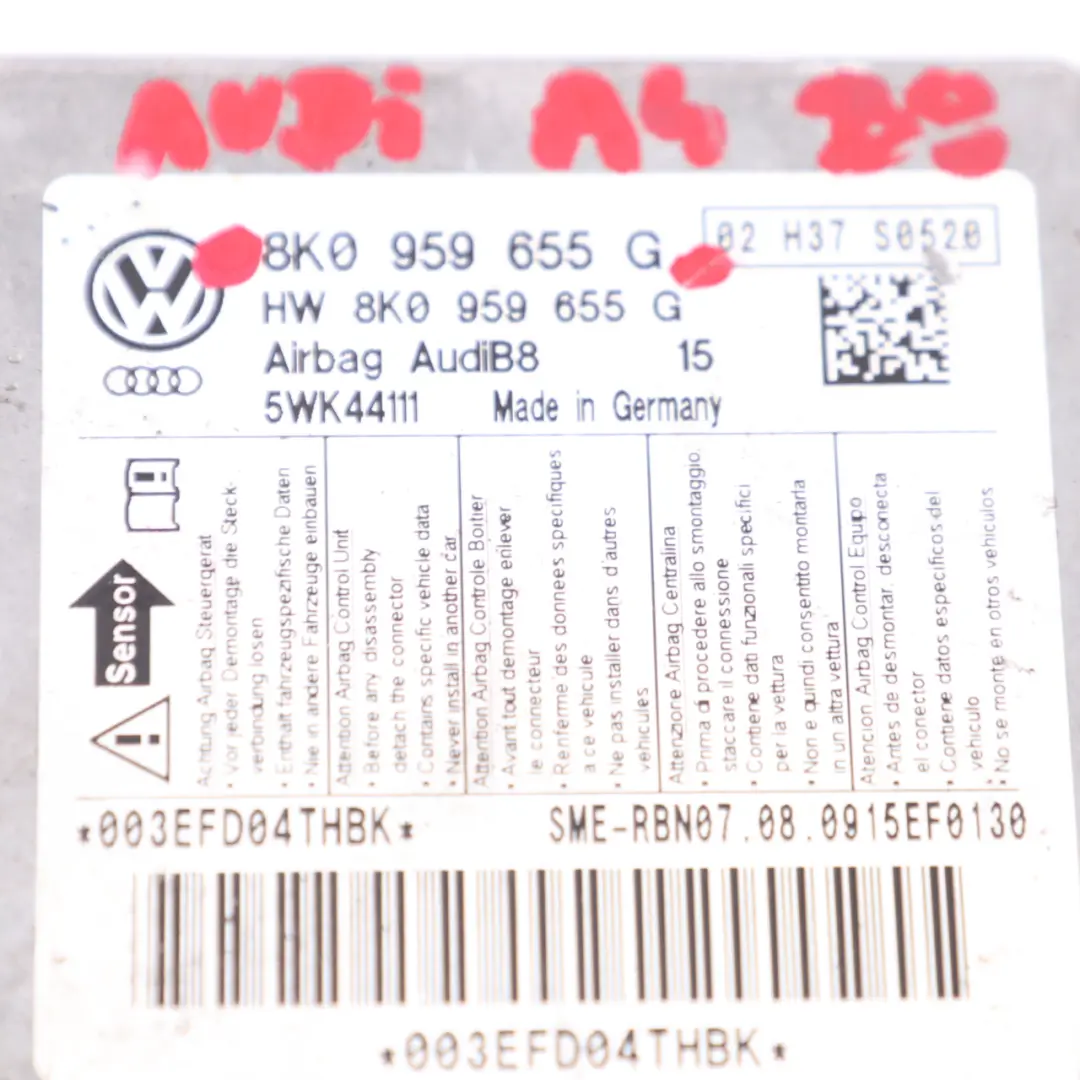 Audi A4 B8 Air Module ECU Control Unit Crash Sensor - SKU 8K0959655G - Part number 8K0959655G