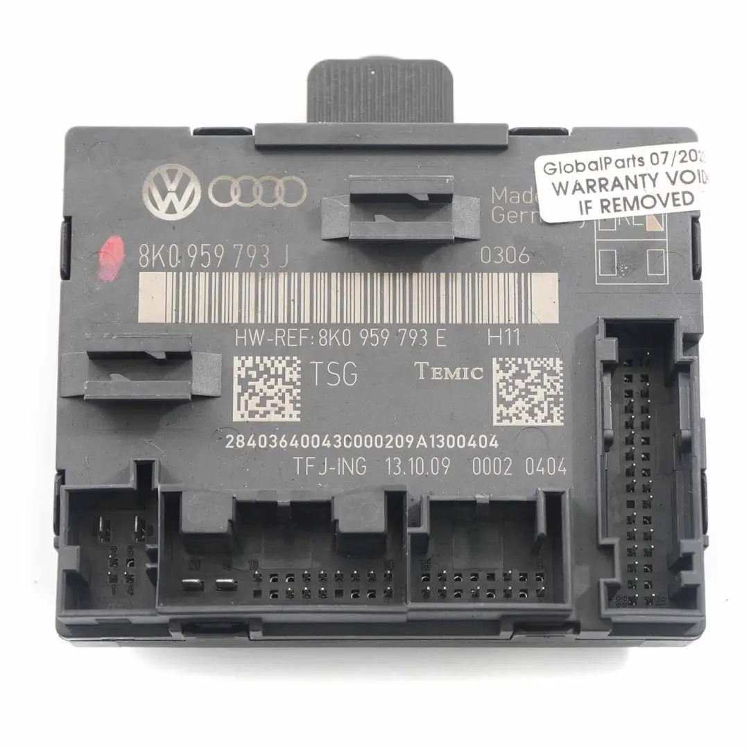 Modulo porta anteriore destra Modulo unità controllo ECU per Audi A4 B8 con numero di parte 8K0959793J Audi A4 B8 Modulo porta anteriore destra Modulo unità controllo ECU - SKU 8K0959793J - Numero di parte 8K0959793J