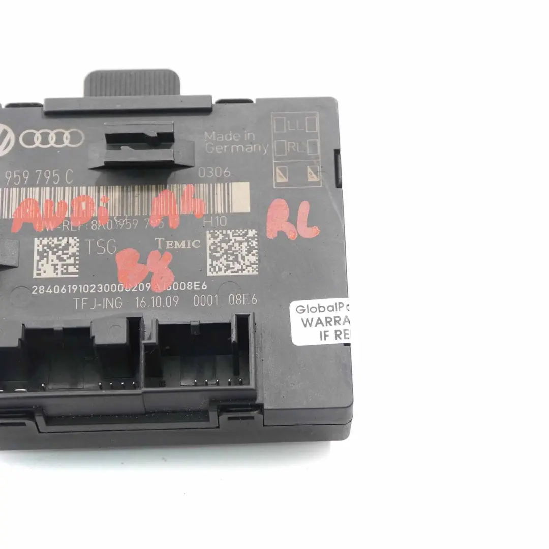 Moduł Drzwi Lewy Prawy Tył do Audi A4 B8 o numerze 8K0959795C Audi A4 B8 Moduł Drzwi Lewy Prawy Tył - SKU 8K0959795C - Numer Części 8K0959795C