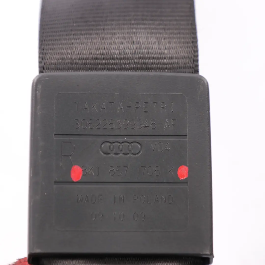 Audi A4 B8 Seat Belt Front Right O/S Upper Seatbelt Black - SKU 8K1857706K - Part number 8K1857706K