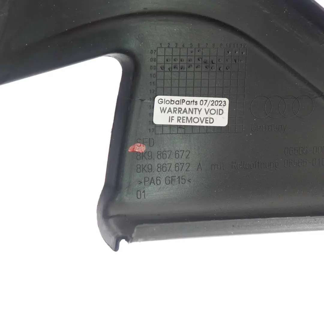 Ventana Marco Cubierta Puerta Trasera Derecha para Audi A4 B8 Avant con número de pieza 8K9867672 Audi A4 B8 Avant Ventana Marco Cubierta Puerta Trasera Derecha - SKU 8K9867672 - Número de pieza 8K9867672