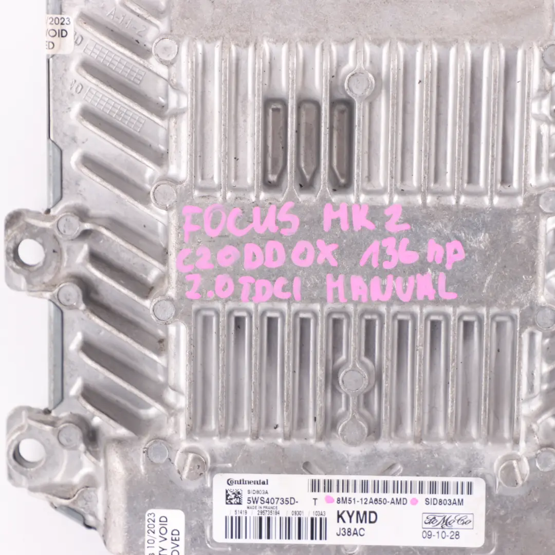 Ford Focus MK2 2.0 TDCI Diesel 136HP Engine Unit Module ECU 8M51-12A650-AMD - SKU 8M5112A650AMD - Part number 8M5112A650AMD