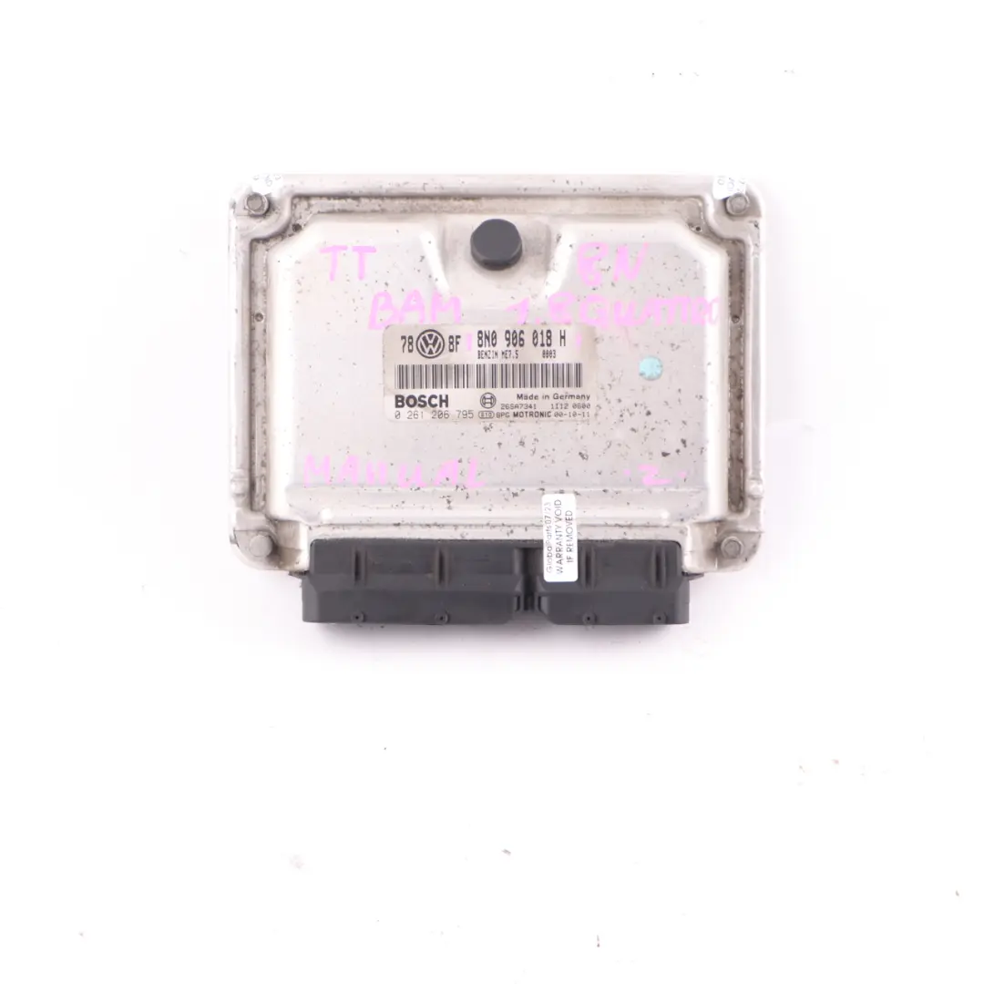 8N BAM 1.8 T Quattro 225HP Petrol Engine Unit ECU Manual to Audi TT with Part number 8N0906018H Audi TT 8N BAM 1.8 T Quattro 225HP Petrol Engine Unit ECU Manual - SKU 8N0906018H - Part number 8N0906018H