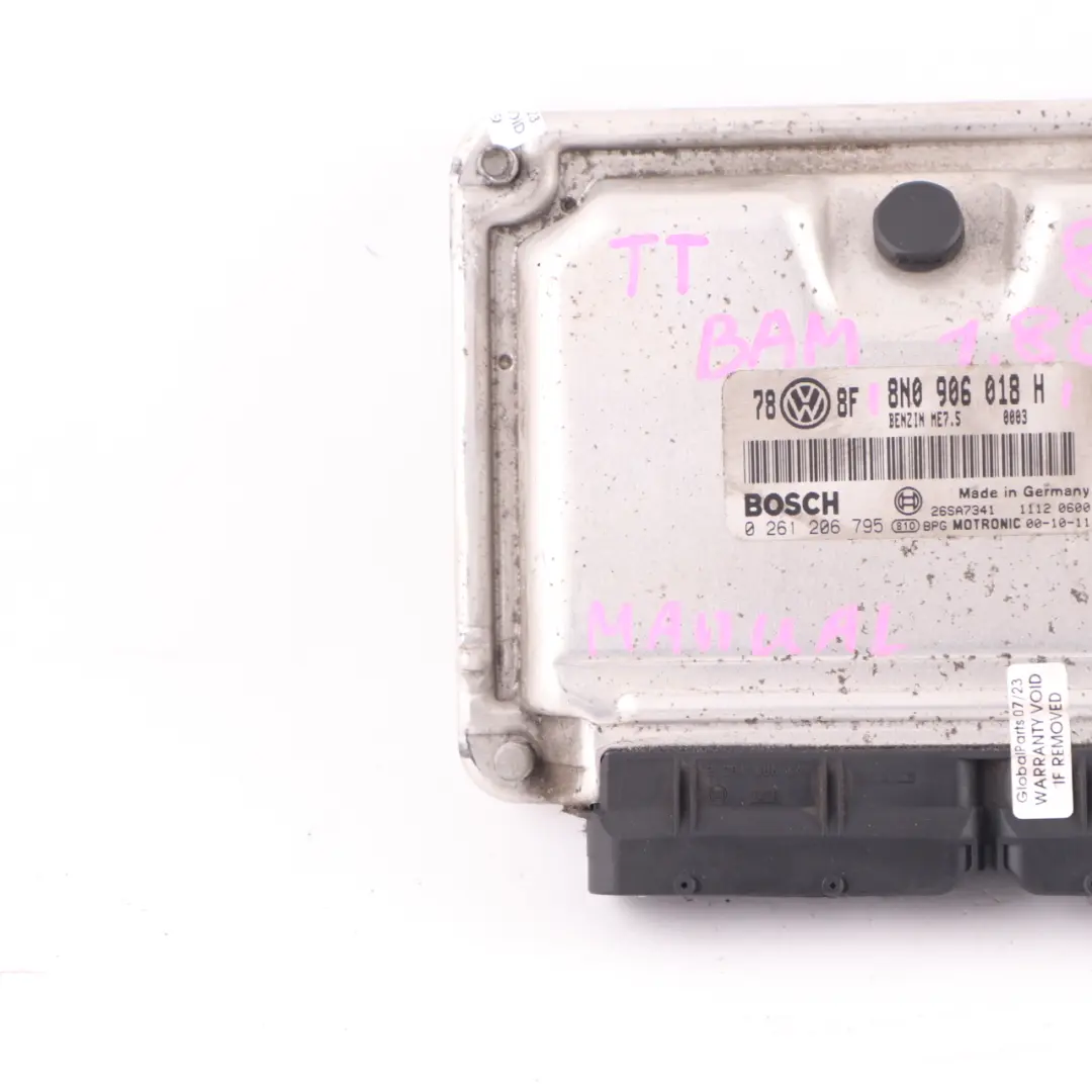 8N BAM 1.8 T Quattro 225HP Petrol Engine Unit ECU Manual to Audi TT with Part number 8N0906018H Audi TT 8N BAM 1.8 T Quattro 225HP Petrol Engine Unit ECU Manual - SKU 8N0906018H - Part number 8N0906018H
