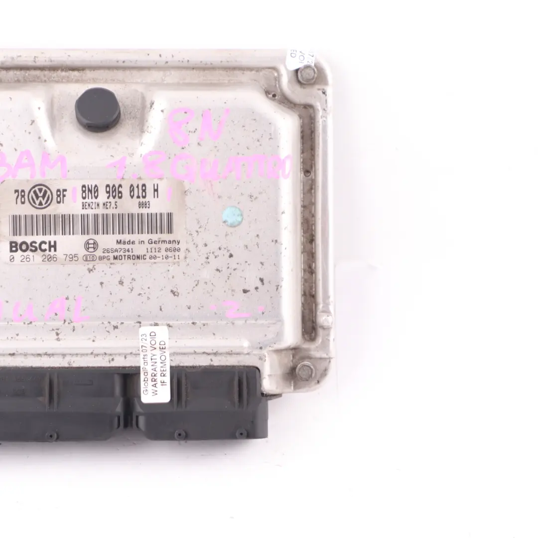 8N BAM 1.8 T Quattro 225HP Petrol Engine Unit ECU Manual to Audi TT with Part number 8N0906018H Audi TT 8N BAM 1.8 T Quattro 225HP Petrol Engine Unit ECU Manual - SKU 8N0906018H - Part number 8N0906018H