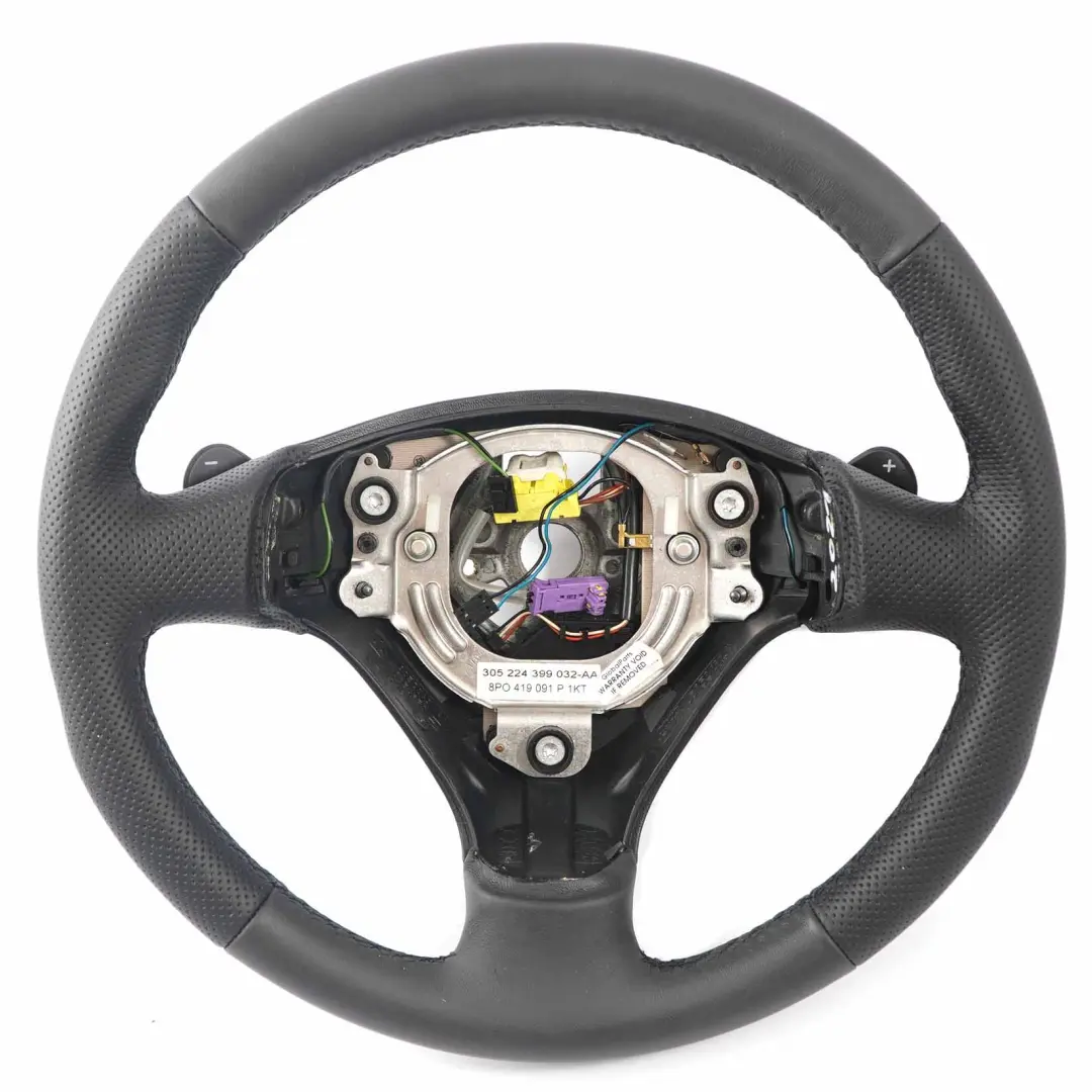 Audi A3 8P NEW Black Leather Steering Wheel Paddle Shift - SKU 8P0419091P-1 - Part number 8P0419091P