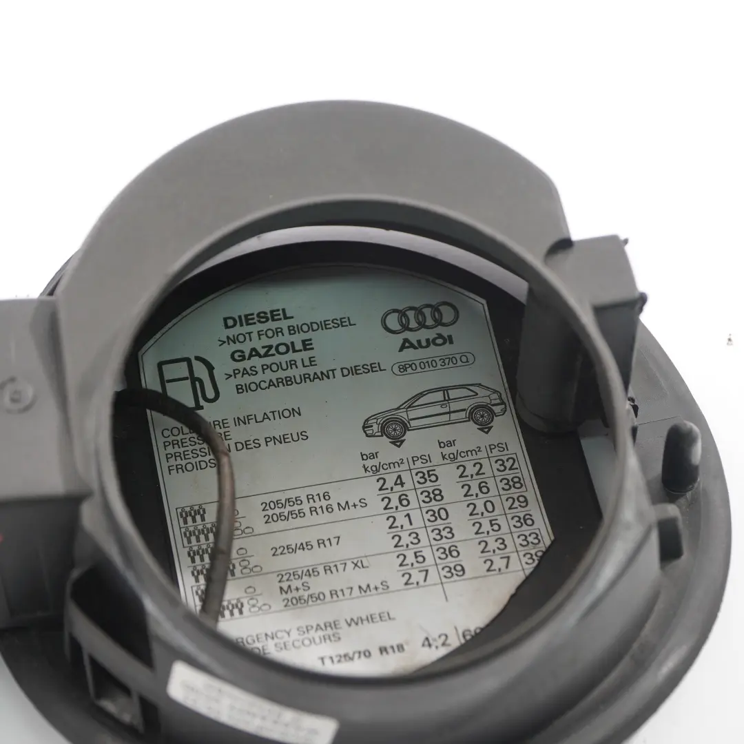 Filler Flap Cover Pot Carrier Mount Housing to Audi A3 8P Fuel with Part number 8P0809999C Audi A3 8P Fuel Filler Flap Cover Pot Carrier Mount Housing - SKU 8P0809999C - Part number 8P0809999C