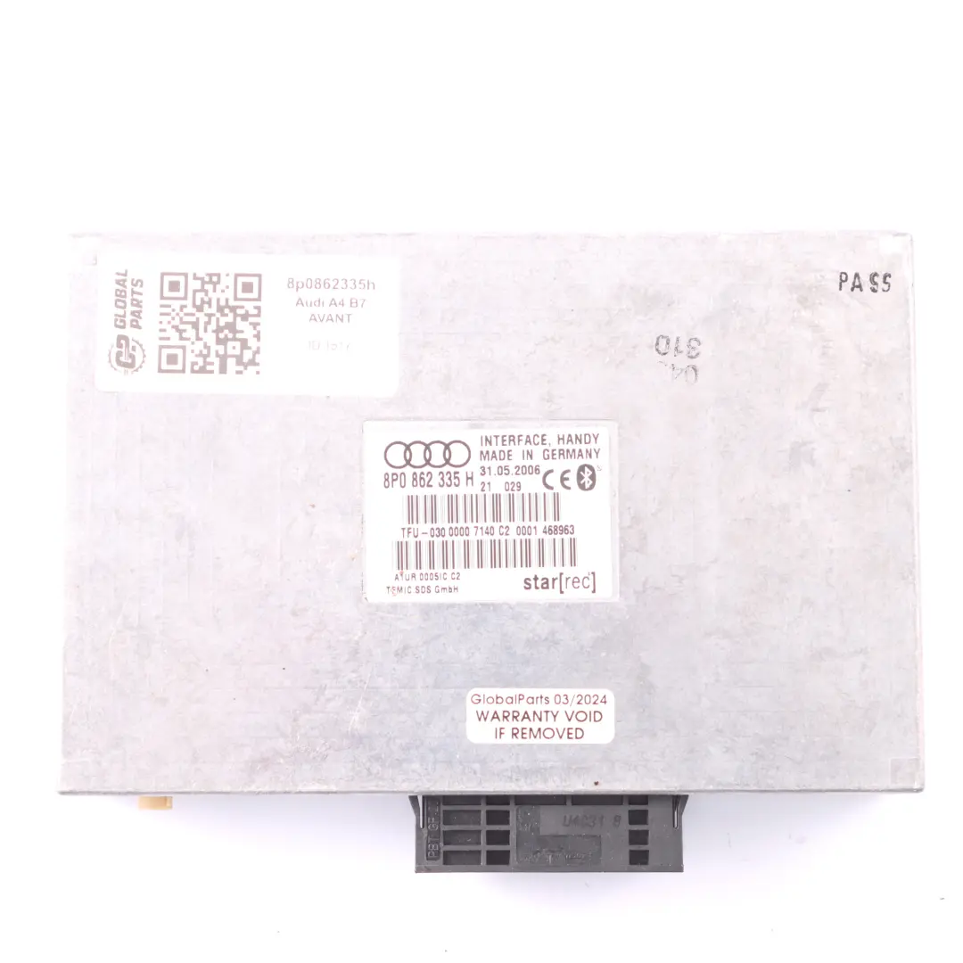 Bluetooth Schnittstelle Telefon Konaktivität Steuermodul für Audi A4 B7 mit Teilenummer 8P0862335H Audi A4 B7 Bluetooth Schnittstelle Telefon Konaktivität Steuermodul - SKU 8P0862335H - Teilenummer 8P0862335H