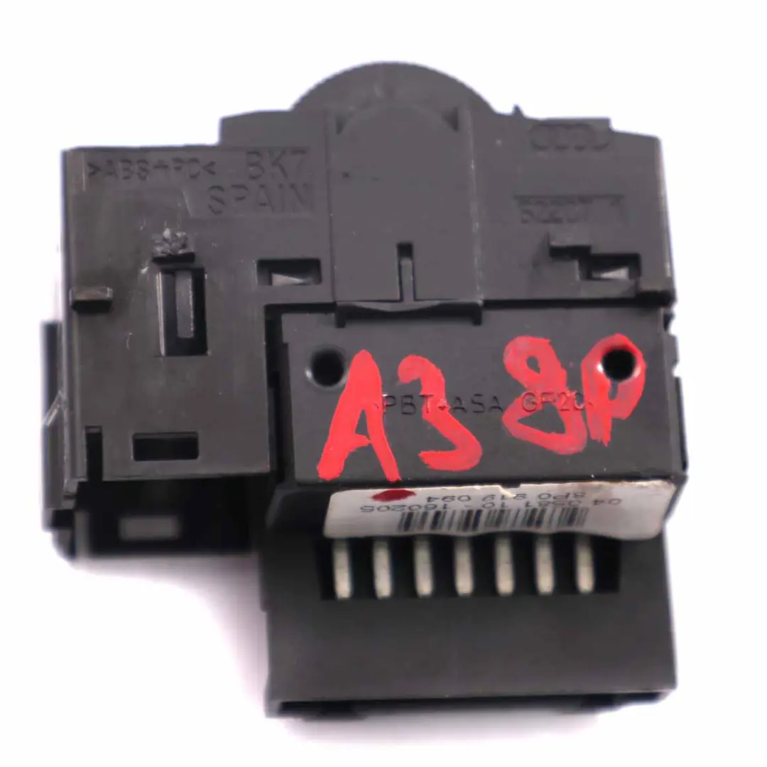 Interruptor Regulador Intensidad Luz para Audi A3 8P con número de pieza 8P0919094 Audi A3 8P Interruptor Regulador Intensidad Luz - SKU 8P0919094 - Número de pieza 8P0919094