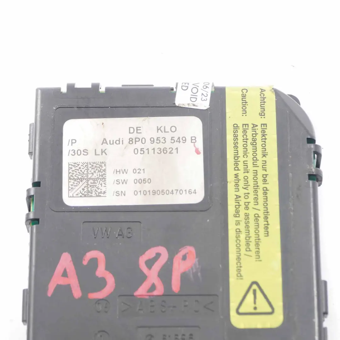 Módulo unidad control sensor ángulo posición volante Audi A3 8P para con número de pieza 8P0953549B Módulo unidad control sensor ángulo posición volante Audi A3 8P - SKU 8P0953549B - Número de pieza 8P0953549B