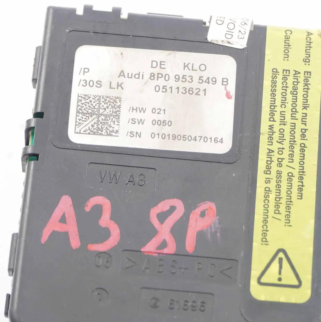 Audi A3 8P Sensore posizione angolare del volante Modulo di controllo - SKU 8P0953549B - Numero di parte 8P0953549B