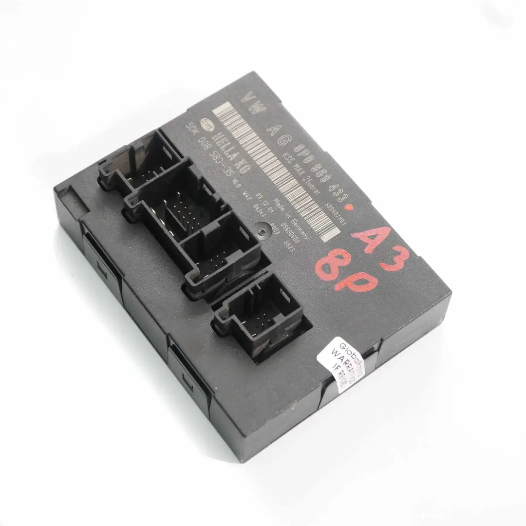 Cuerpo Control Confort Unidad Módulo BCM Unidad para Audi A3 8P con número de pieza 8P0959433 Audi A3 8P Cuerpo Control Confort Unidad Módulo BCM Unidad - SKU 8P0959433 - Número de pieza 8P0959433