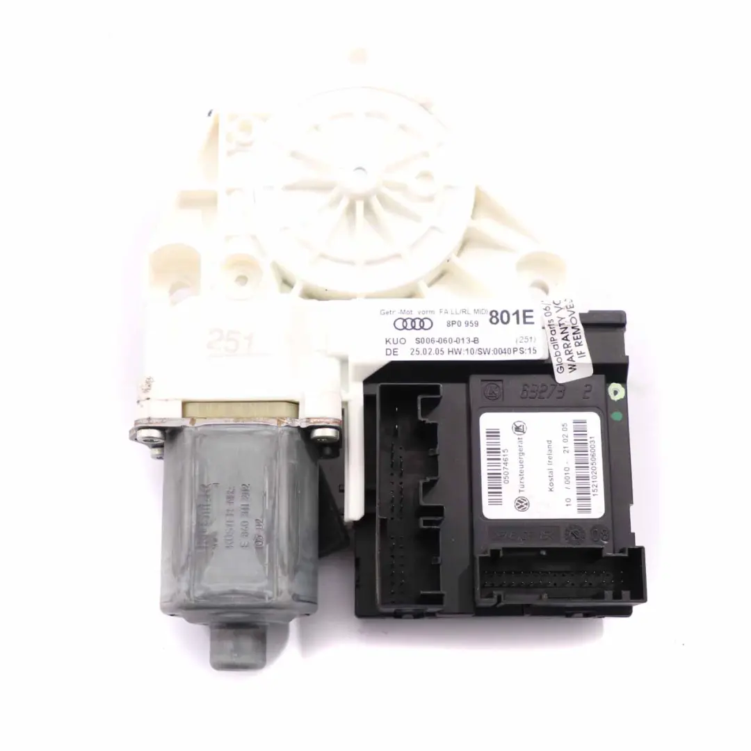 Audi A3 Window Lifter Motor Door Front Driver O/S Drive Unit - SKU 8P0959801E - Part number 8P0959801E