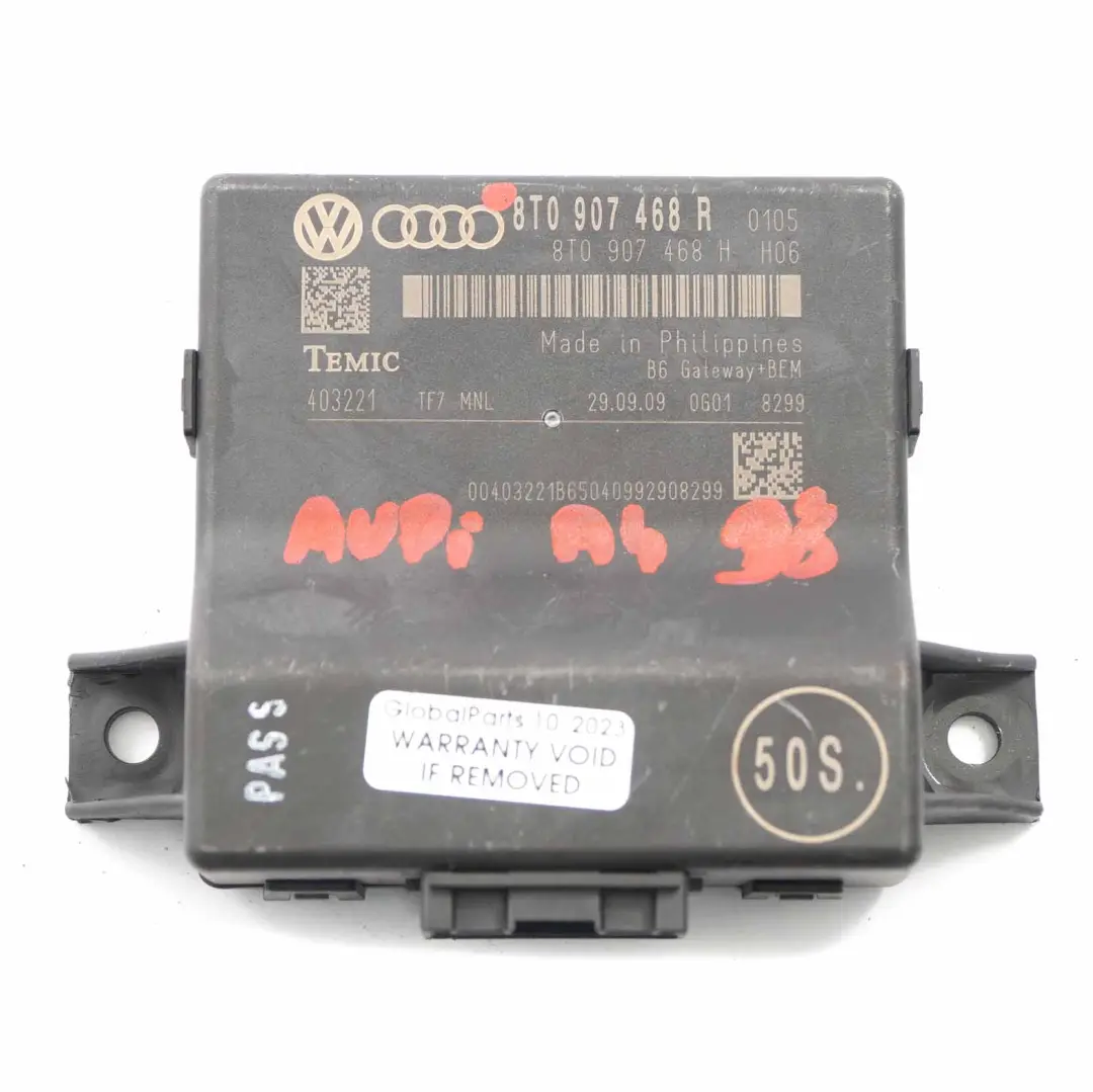 Modulo unità di controllo gateway ECU per Audi A4 B8 con numero di parte 8T0907468R Audi A4 B8 Modulo unità di controllo gateway ECU - SKU 8T0907468R - Numero di parte 8T0907468R