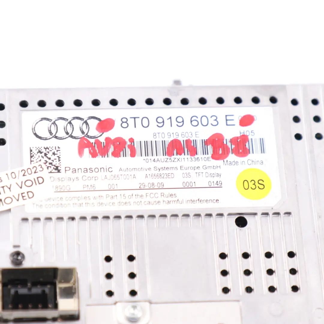 Audi A4 B8 Ecran d'affichage Navigation Sat Nav Tableau de bord - SKU 8T0919603E-1 - Numéro de pièce 8T0919603E