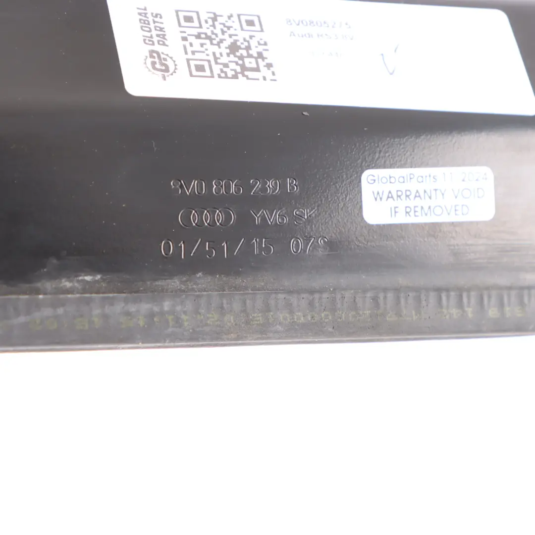  Panneau de compartiment moteur Audi RS3 8V Boîte à eau 8V0806239B - SKU 8V0805275 - Numéro de pièce 8V0805275