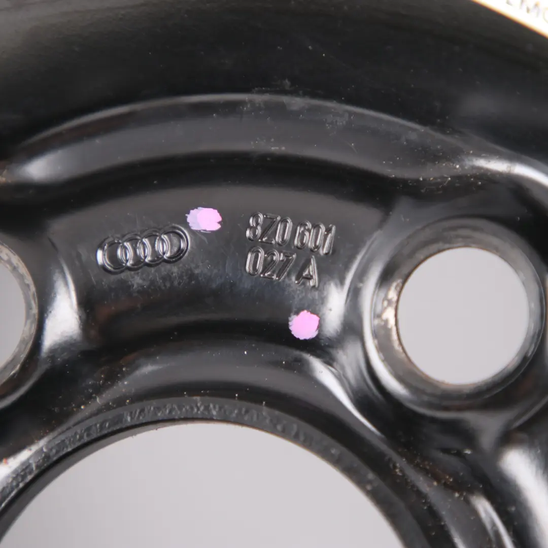 Spare Wheel Audi A2 Compact Wheel Steel R15 Tyre 155/70 5Jx15 ET:28 to with Part number 8Z0601027A Spare Wheel Audi A2 Compact Wheel Steel R15 Tyre 155/70 5Jx15 ET:28 - SKU 8Z0601027A - Part number 8Z0601027A