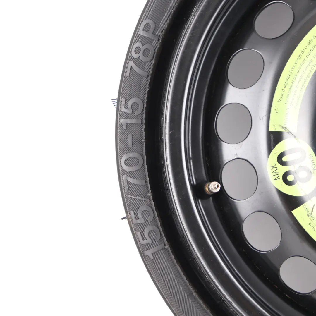 Spare Wheel Audi A2 Compact Wheel Steel R15 Tyre 155/70 5Jx15 ET:28 to with Part number 8Z0601027A Spare Wheel Audi A2 Compact Wheel Steel R15 Tyre 155/70 5Jx15 ET:28 - SKU 8Z0601027A - Part number 8Z0601027A