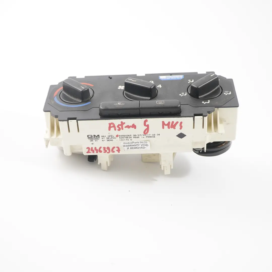  Panneau de Contrôle Climatique Opel Astra G - SKU 90560365 - Numéro de pièce 90560365