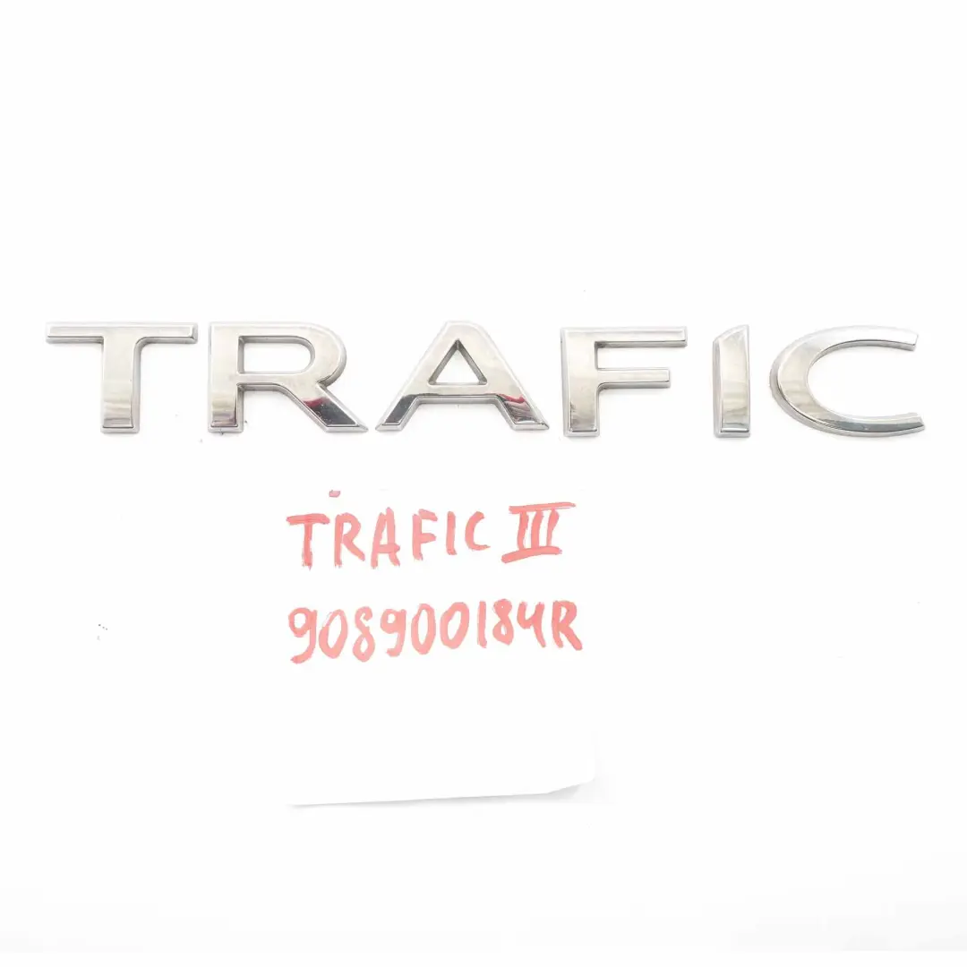 Renault Trafic III Emblème de coffre arrière Badge de hayon Logo collé Chrome - SKU 908900184R - Numéro de pièce 908900184R