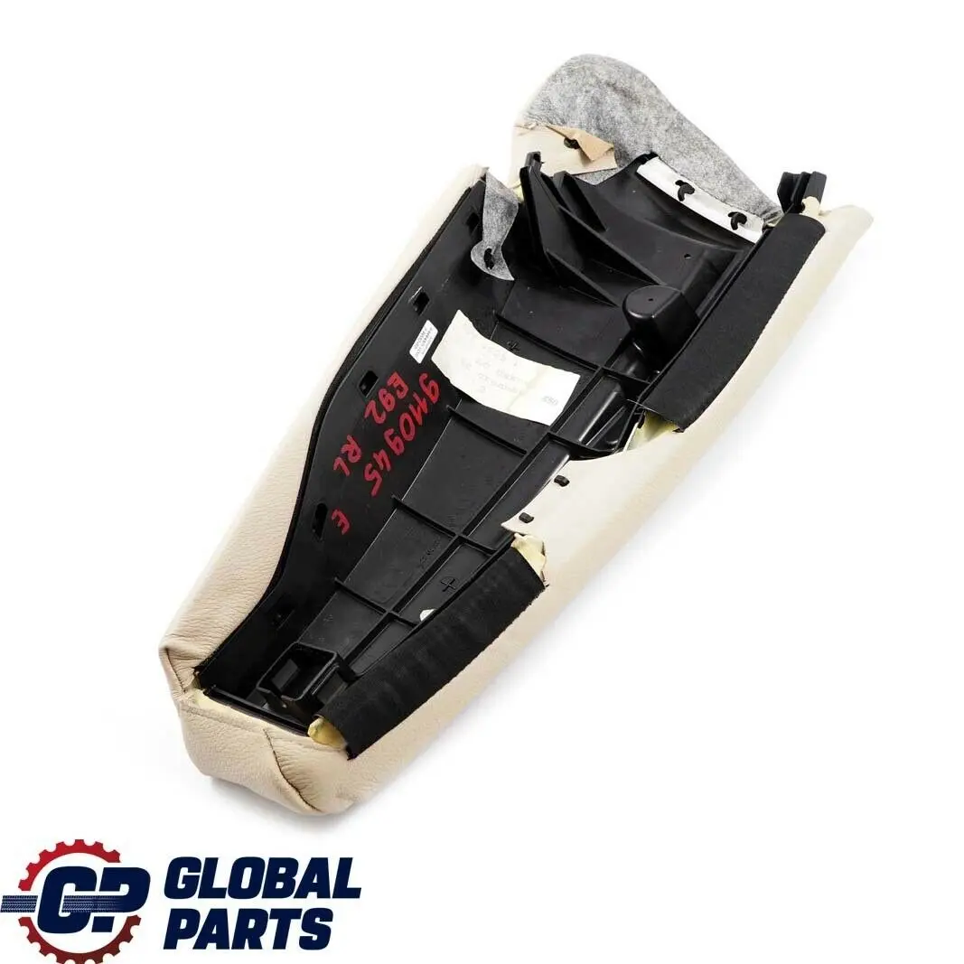 Acabado Lateral Asiento Trasero Izquierdo Cuero Beige Crema para BMW E92 con número de pieza 9110945 BMW E92 Acabado Lateral Asiento Trasero Izquierdo Cuero Beige Crema - SKU 9110945 - Número de pieza 9110945