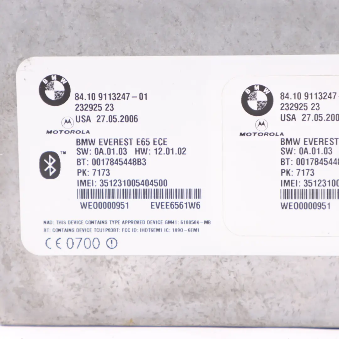 BMW E61 E65 X5 E70 E90 Telematics ECU Control Unit GSM - SKU 9113247 - Part number 9113247