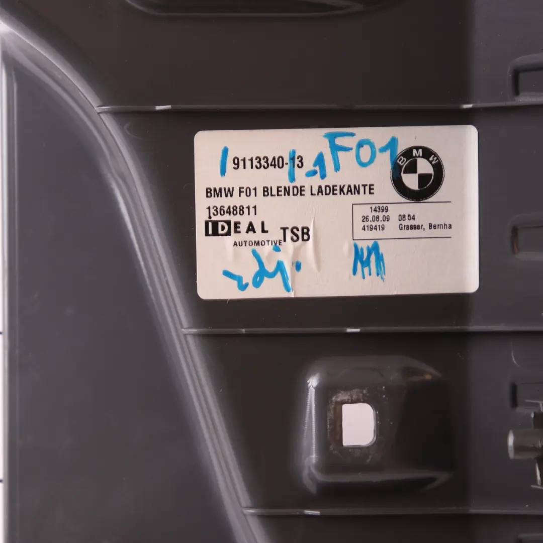 Boot Trunk Lid Loading Sill Cover Grey to BMW F01 F02 LCI with Part number 9113340 BMW F01 F02 LCI Boot Trunk Lid Loading Sill Cover Grey - SKU 9113340 - Part number 9113340